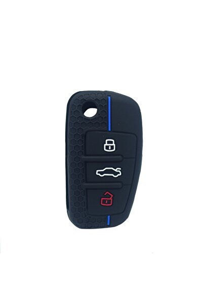 AUTOTOB Audi 3-button key case, sports model, silicone, black/blue