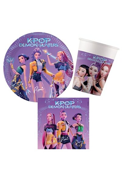 Procos S.A. Set de 36 de articole de petrecere K-Pop (8 pahare, 8 farfurii, 2...