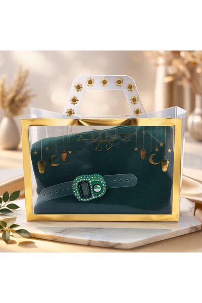 Vipfoni مجموعة هدايا زكيرماتيك شفافة تحتوي على حجاب مرصع بالأحجار للحج والعمر...