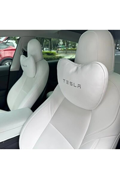 Generic Headrest Pillow with Cervical Support, Nappa Leather - White/Black