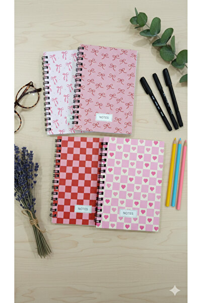 Defterci Notebook, School Notebook, Spiral Notebook Set of 4, 82 Sheets Each,...