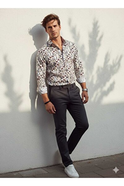 Louis Fabel Colorful Patterned Long Sleeve Men's Shirt