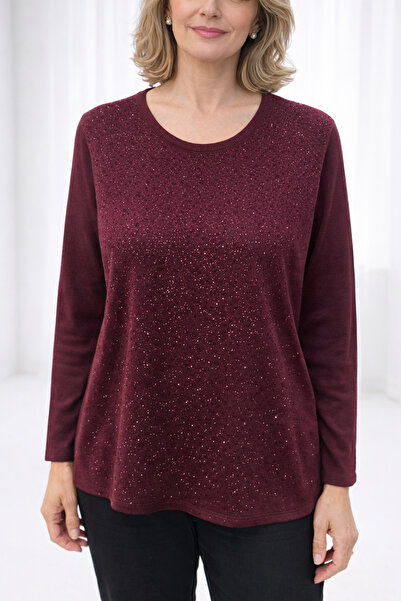 Sarıay Triko Sarıay Mercerized Patterned Crew Neck Knit Sweater