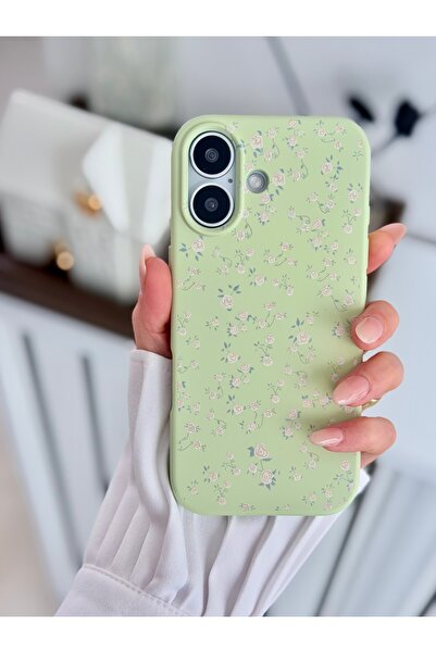Go Aksesuar Iphone 17 Uyumlu Baskı Yeşil Mini Çiçek Tasarımlı Koruyucu Esnek ...