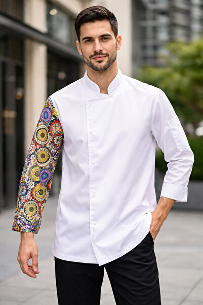 Marka KOLU ÇİÇEK DESENLİ AŞÇI / ŞEF CEKETİ UNISEX