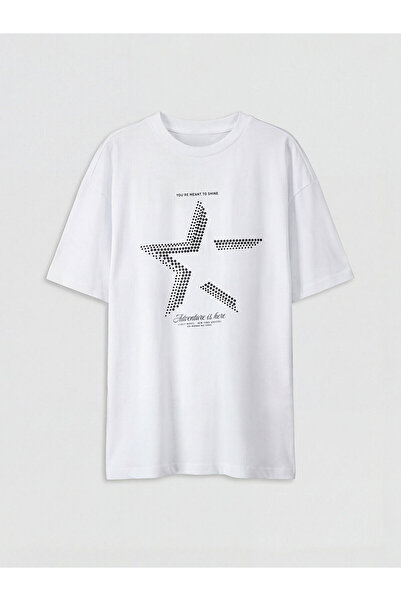 LC Waikiki Tricou pentru copii alb Bis guler rotund ldız Bas cu imprimeu z DE...