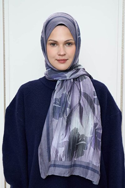 Modakaşmir Șal din bambus cu model floral în linii