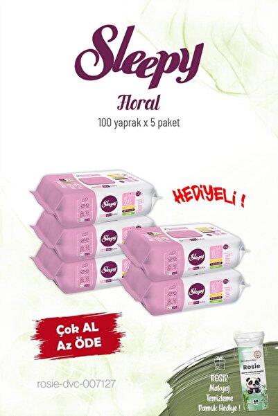 Sleepy 5 Paket Floral Kişisel Bakım Havlusu 100'lü ve Rosie