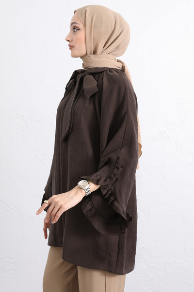 Salih Çelebi Collared Tunic Y0059 - Brown
