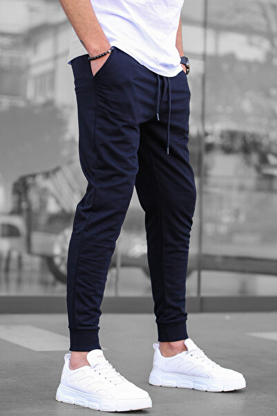 Madmext Navy Blue Men's Oversized Sweatpants with Elastic Cuffs E6583