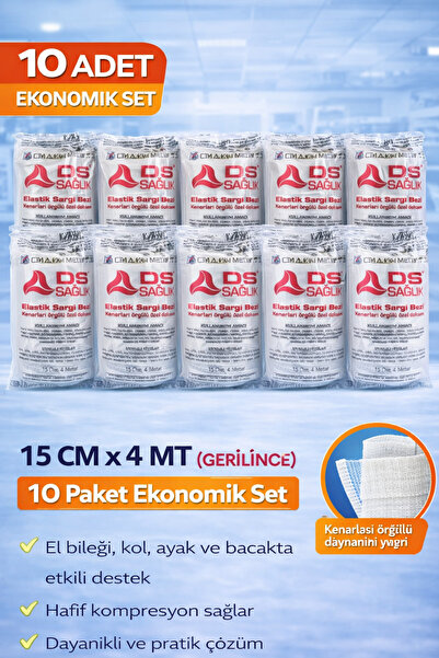 DS Sağlık Elastik Sargı Bezi 15x4 Metre (Gerilince) Kenarları Örgülü Özel Dokuma