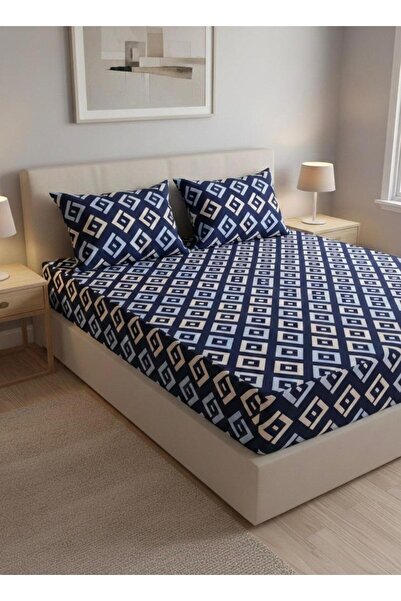 Design of colours Double Elastic Bed Sheet and 2 Pillowcases
