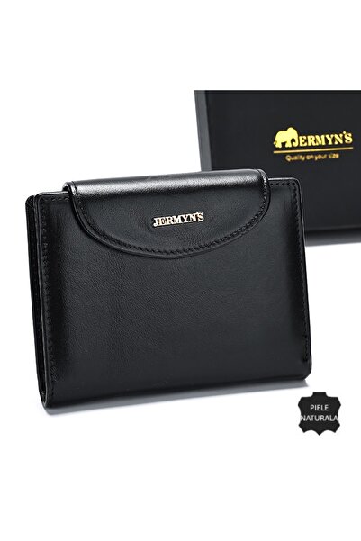 JERMYN'S Women's short wallet, genuine leather, Valencia, RFID, black