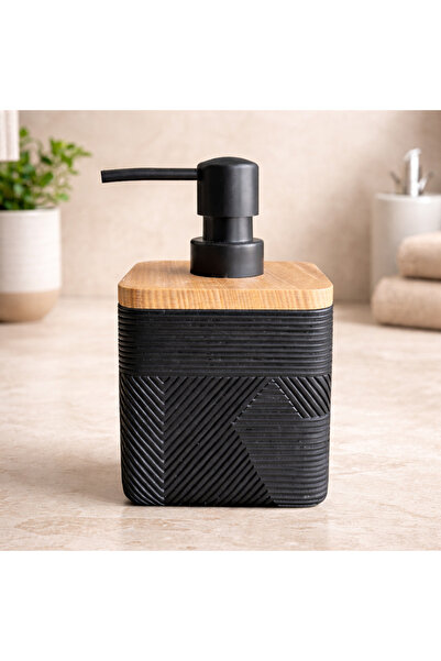 esdekor Black Color Liquid Soap Dispenser Madera Wood Look Modern Bathroom Di...