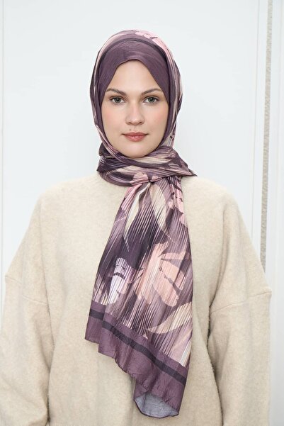 Modakaşmir Line Flower Pattern Bamboo Shawl