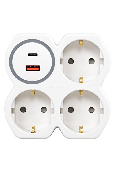 Hepol Adapter 3 Schuko Sockets, 1xUSB-A, 1xUSB-C 2.4A
