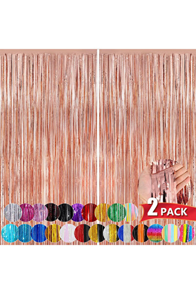 BALON DİYARI 2li Rosegold Kapı Duvar Parti Fon Arka Perde Işıltılı Doğum Günü...