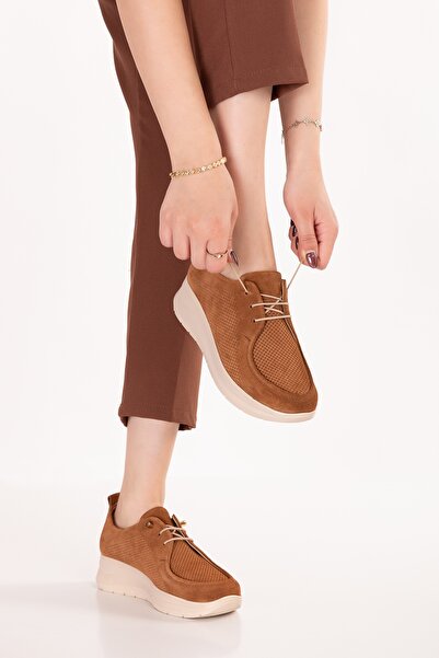 Gondol Γνήσιο δέρμα Γυναικεία άνετα καθημερινά παπούτσια elnr.7036 Ταν Σουέντ