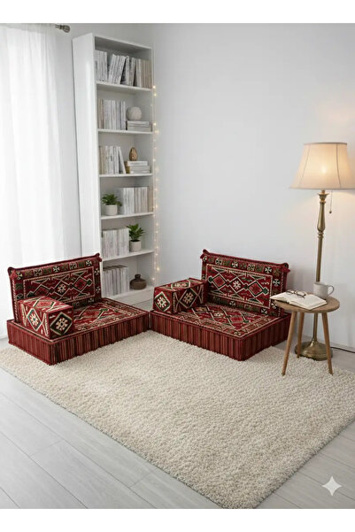 BAKIRÖZÜ HOME Şark Köşesi Takımı , Yer Sediri Minderi Kırmızı Anadolu- (20 CM...