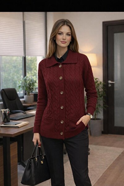 yardıtekstil Collared Knitwear Cardigan with Buttons Stylish and Comfortable