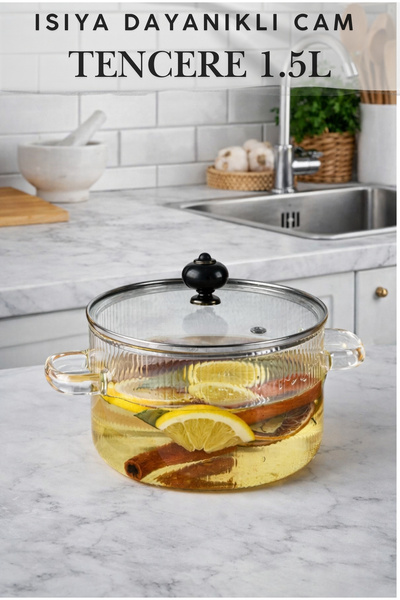 Penthouse Carlton Black Lid Heat Resistant Glass Pot