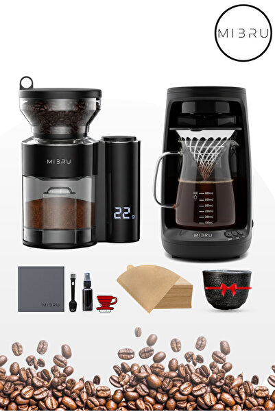 MIBRU 8-in-1 V60 Coffee Brewing Set – Electric Burr Grinder, Complete Barista...