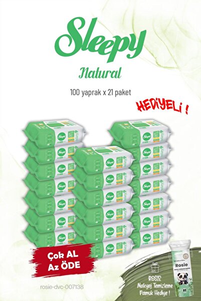 Sleepy 20'li Natural Kişisel Bakım Havlusu 100'lü ve Rosie