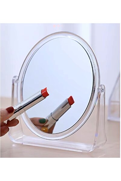 Arzu Güzel Cosmetics Çift Taraflı Makyaj Aynası 360° Dönen Şeffaf OVAL Masa Ü...