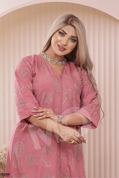 M&O 2 Cotton jalabiya, three-quarter sleeves, high-quality embroidery on the ...