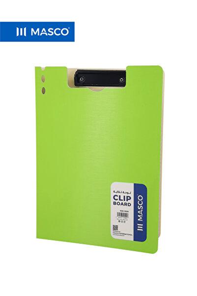 MASCO ملف A4 من الورق المقوى مع مشبك معدني قوي، أخضر