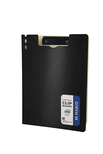 MASCO A4 Pressboard Clip File Folder with Strong Metal Clip, Black