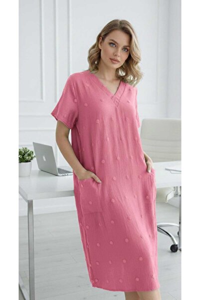 BRK Women's soft cotton nightgown with short sleeves