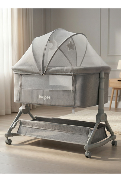 BAYBEE Baby Bedside Crib Bassinet Bedside | 4 Adjustable Height, Rocking, Mos...