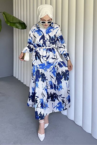 Bestenur Pleated Skirt Satin Double Set 1693