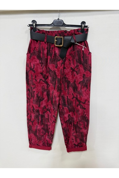 della moor Women's Red Italian Camouflage Pattern Loose Fit Wide Leg Carrot/S...