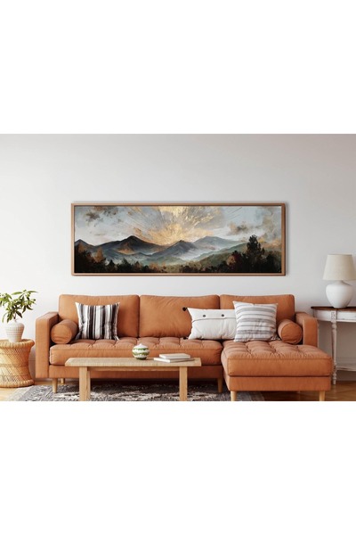 Tuba Decor Tek Parça Gerçek Ahşap Yatay Panorama Çerçeveli Tablo