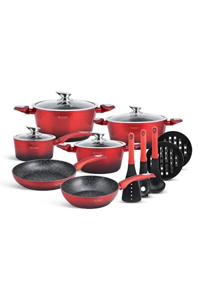 EDENBERG 15-Piece Cookware Set with Triple Marble Coating and Induction Base