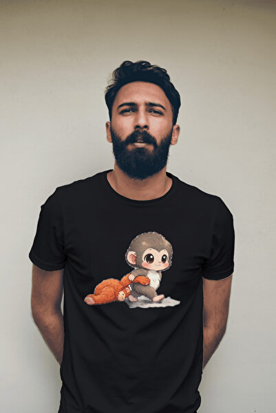 HER ŞEY NOTA www.herseynota.com Tricou cu imprimeu Punch Monkey – Tricou negr...