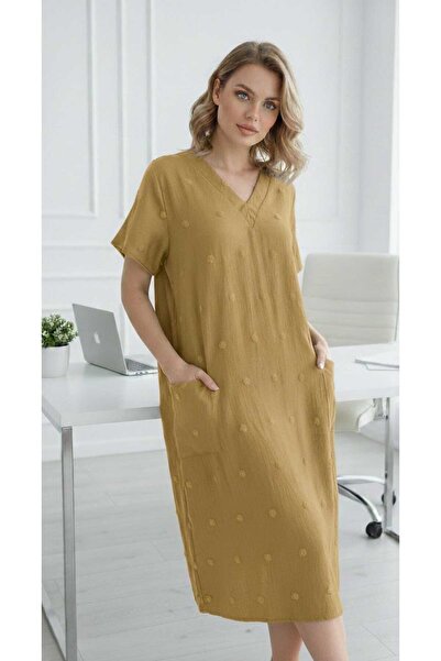 BRK Women's soft cotton nightgown with short sleeves