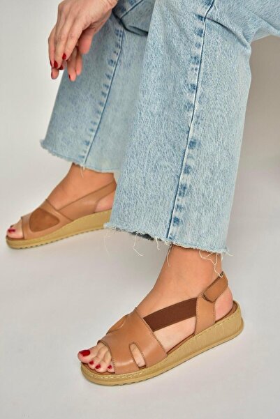 Fox Shoes Y555554003 Tan Genuine Leather Daily Women's Sandals