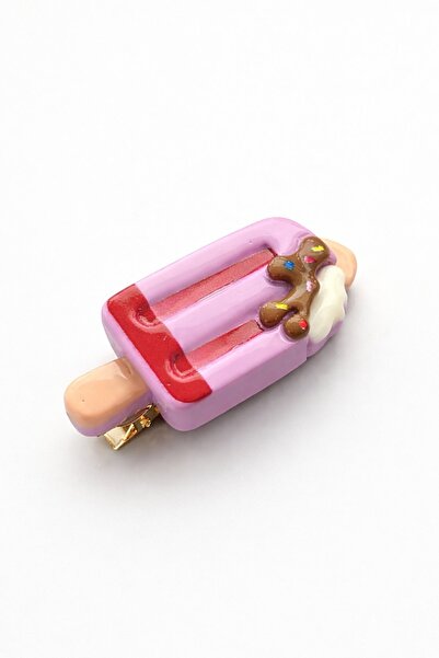 TAKIŞTIR Πλαϊνή πόρπη σε μοβ χρώμα με φιγούρα παγωτού