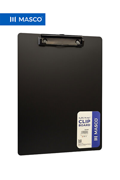 MASCO لوحة خشبية A4 مزودة بمشبك معدني قوي، أسود