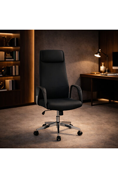 N.zone كرسي مكتب تنفيذي أسود بارتفاع (102–112 سم، عرض 58 سم، مقعد 46×50 سم، ق...