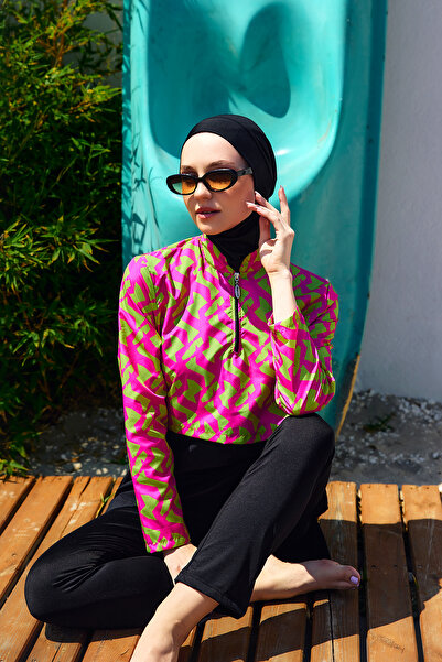 Remsa Mayo Fully Covered Hijab Swimsuit with Front Cover Black04 R5204