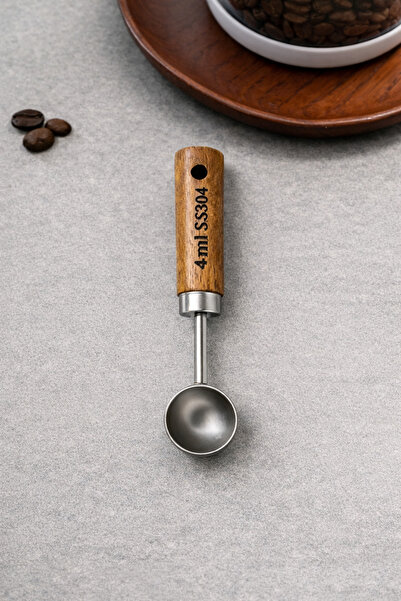 Vadi Stainless Steel Coffee Scale Spoon with Wooden Handle 4 ml - Professiona...