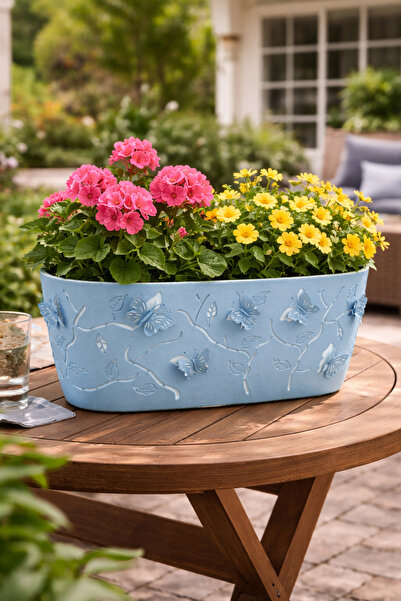 Binbirreyon 3 Boyutlu Balkon Saksı Oval Kelebek 29x16x15cm Renkli AH095R
