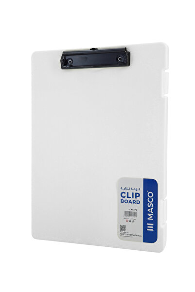 MASCO A4 Plastic Clipboard with Storage Case and Strong Clip – White