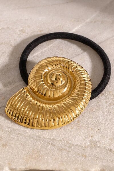 TAKIŞTIR Χρυσόχρωμη μεταλλική πόρπη από καουτσούκ με λεπτομέρεια σε σχήμα κοχ...