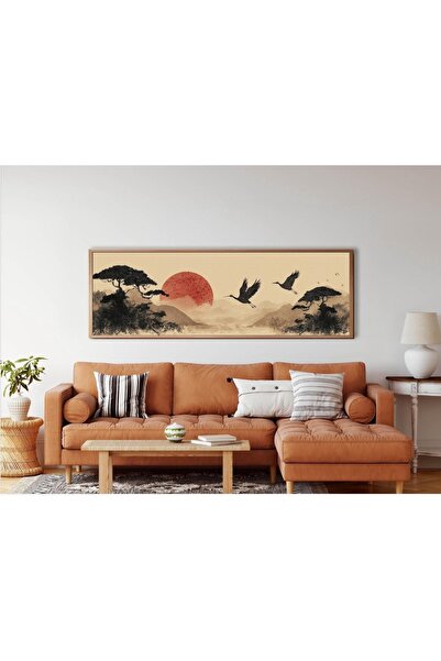 Tuba Decor Tek Parça Gerçek Ahşap Yatay Panorama Çerçeveli Tablo