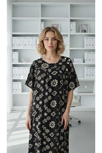 BRK Women's soft cotton short-sleeved nightgown